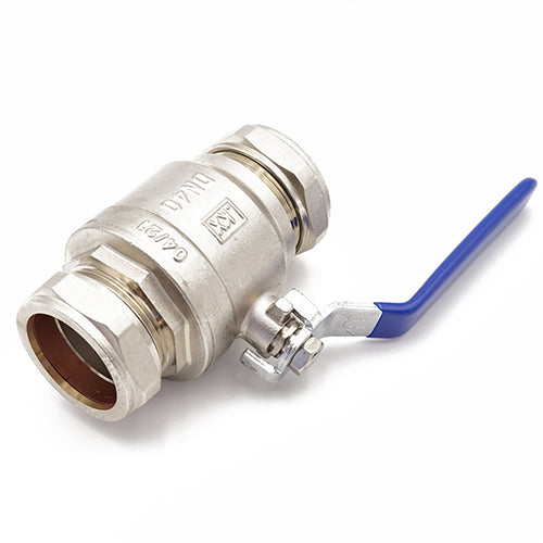 Primaflow QLC Blue Lever Ball Valve PN25 42mm CxC WRAS Approved for Reliable Flow Control