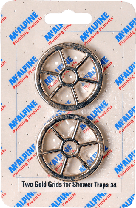 McAlpine CARD34 No.34 Handipak 2x Gold Grids for Shower Trap