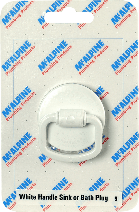 McAlpine CARD9 No.9 Handipak White Handle Sink or Bath Plug