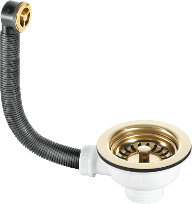 McAlpine FBSWPVD Basket Strainer Waste with Overflow Gold