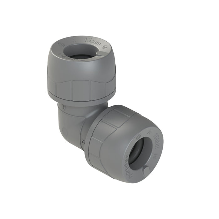 Polypipe PolyPlumb Elbow PB122 22mm Grey Push-Fit Plumbing Fitting