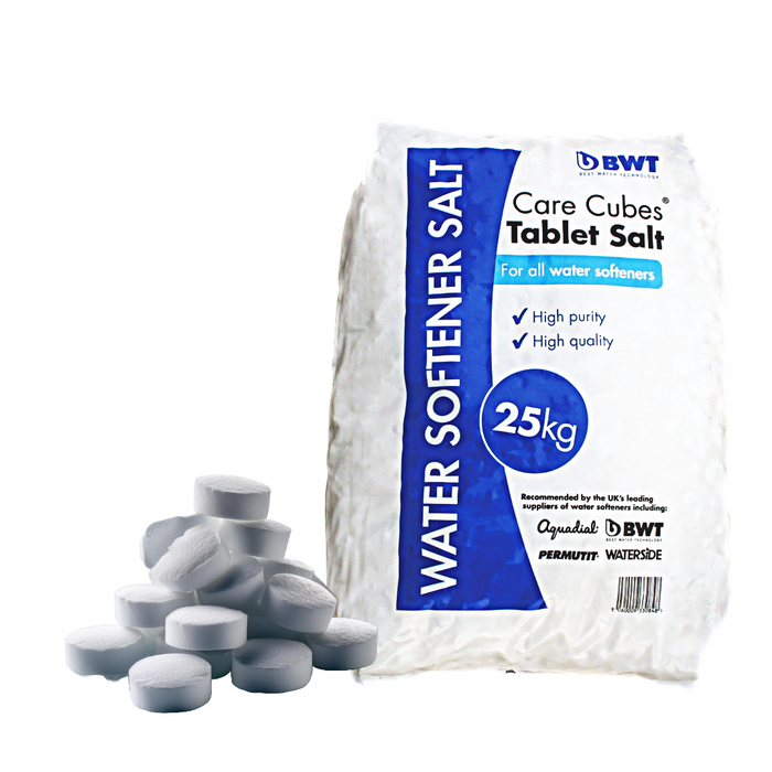 BWT Care Cube Water Softener Tablet Salt 25kg bag, ideal salt for regeneration of domestic or small commercial water softener systems