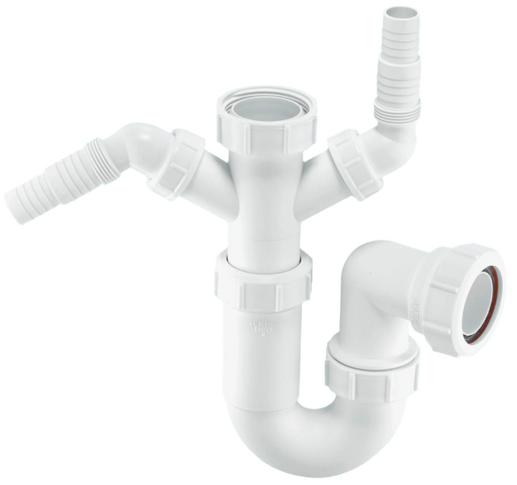 WM11 KITCHEN SINK TRAP WITH Twin 135° Domestic Appliance Nozzles 40MM 1.5"
