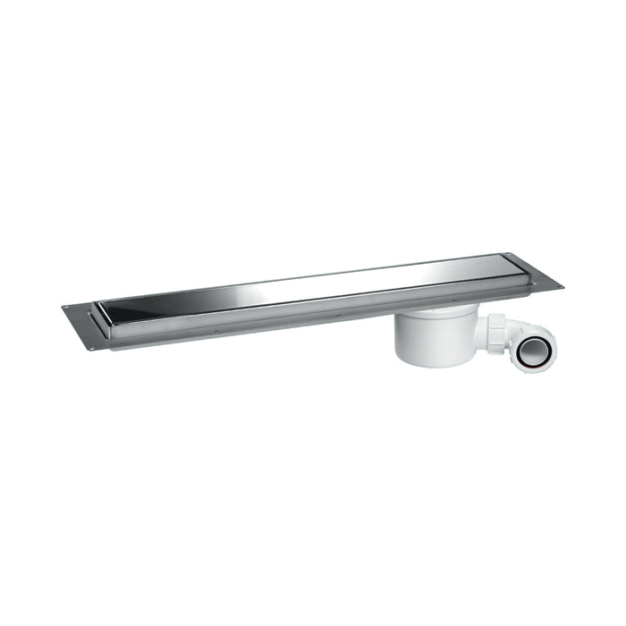 McAlpine CD800P 800mm Polished Finish Channel Drain for Wetrooms with Tileable Grate