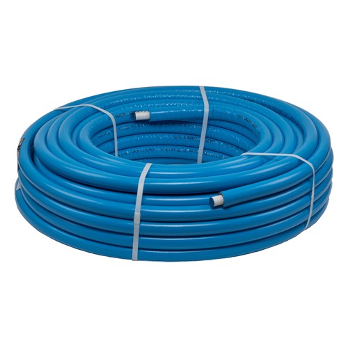 VS0100494 – Valsir Pexal Pipe 26x3mm, 50m Length, Pre-Insulated 13mm Blue
