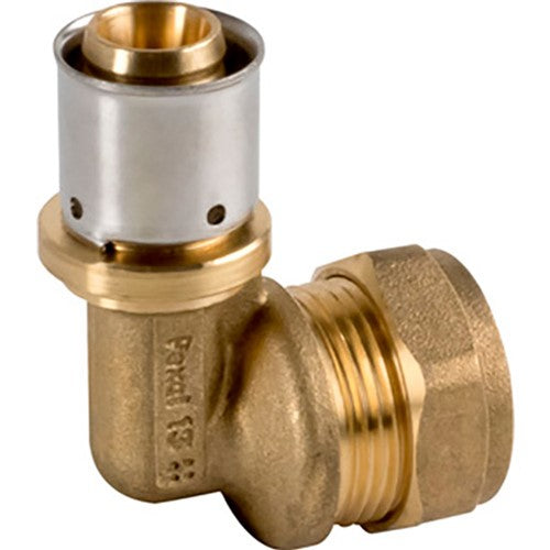 VS0171327 VALSIR PEXAL BRASS COMPRESSION ELBOW ADAPTER D.20X2 - 22MM