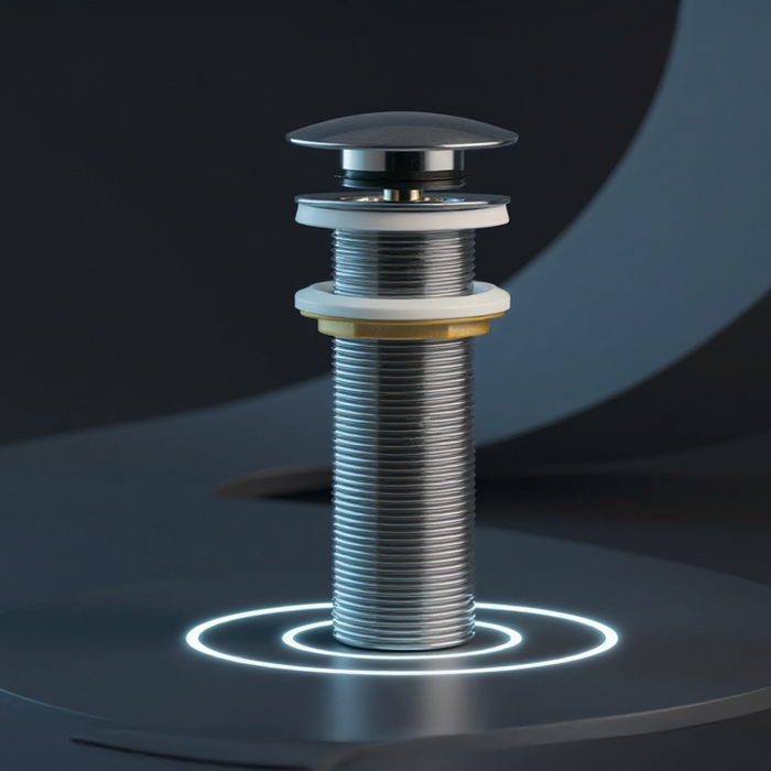 Premium Chrome Click-Clack Extended Basin Waste (No Overflow) – Ø66 mm Plug, 130 mm Body | Made in Spain | GetPlumb