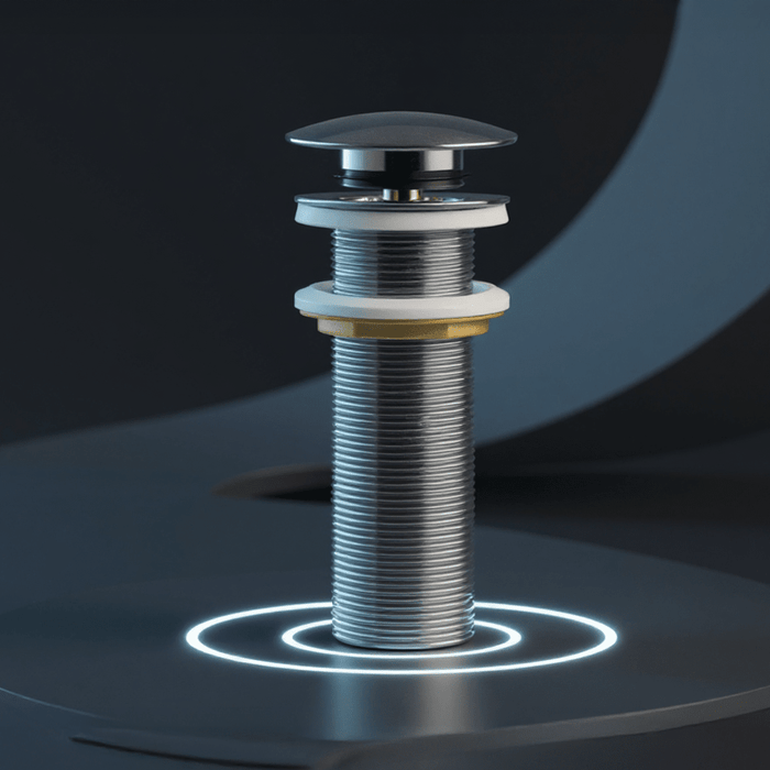 Premium Chrome Click-Clack Extended Basin Waste (No Overflow) – Ø66 mm Plug, 130 mm Body | Made in Spain | GetPlumb - Getplumb