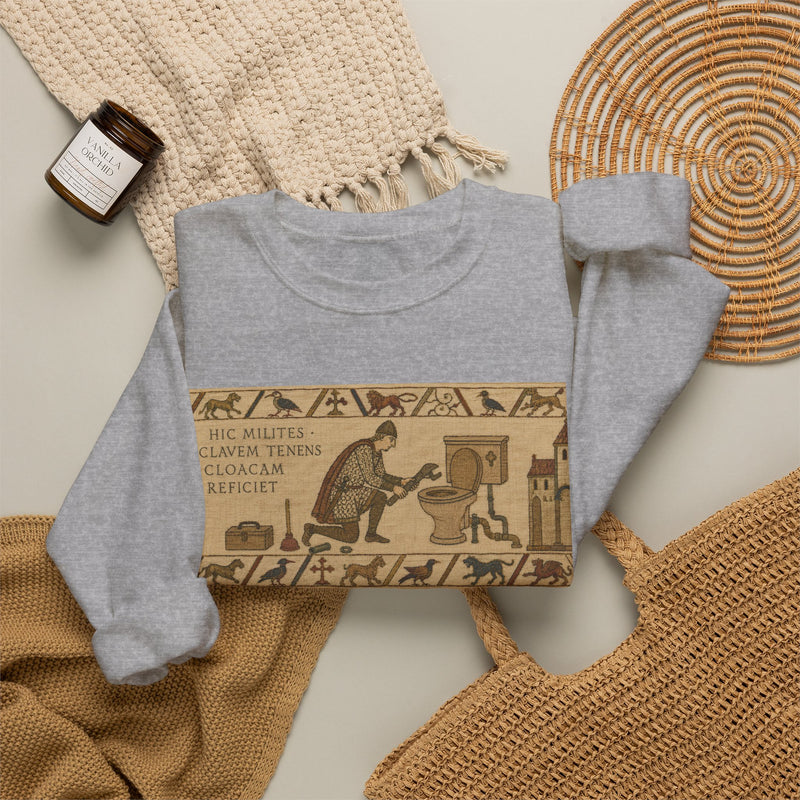 Crewneck Sweatshirt — Vintage Egyptian Scroll Design (“HE SAID SHE SAID CLIMAX THRONE MACHTAY”)