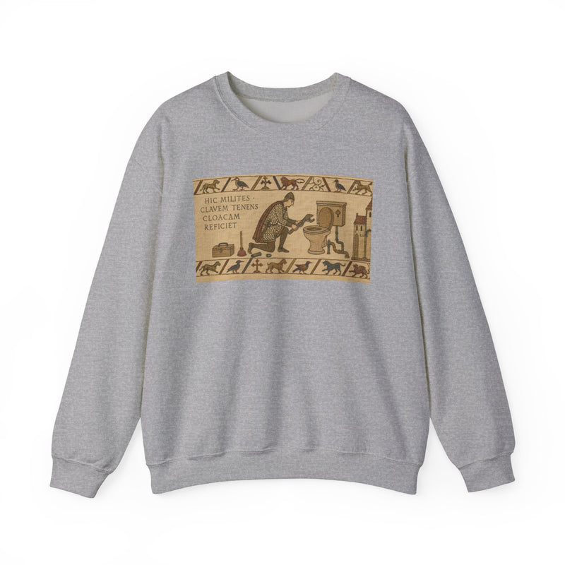Crewneck Sweatshirt — Vintage Egyptian Scroll Design (“HE SAID SHE SAID CLIMAX THRONE MACHTAY”)
