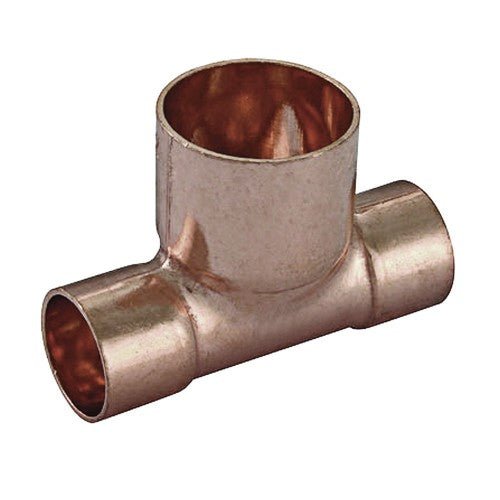 22mm × 22mm × 28mm End Feed Reducing Tee (Reduced Ends) — Copper - Getplumb