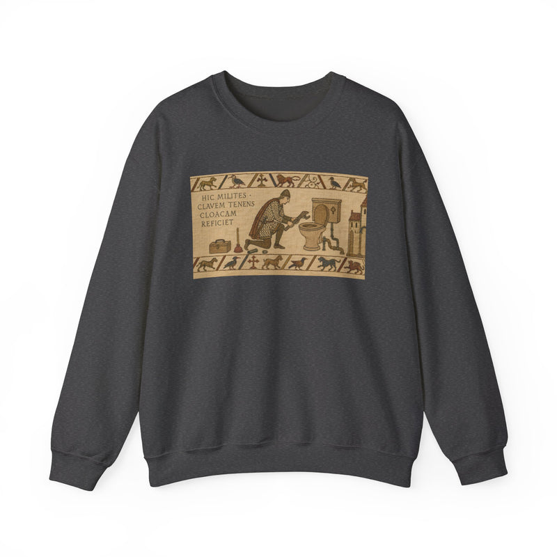 Crewneck Sweatshirt — Vintage Egyptian Scroll Design (“HE SAID SHE SAID CLIMAX THRONE MACHTAY”)