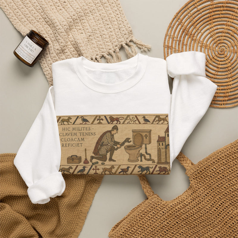 Crewneck Sweatshirt — Vintage Egyptian Scroll Design (“HE SAID SHE SAID CLIMAX THRONE MACHTAY”)