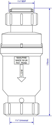 McAlpine MACVALVE1 1.25" BSP Nut x Compression Waste Valve