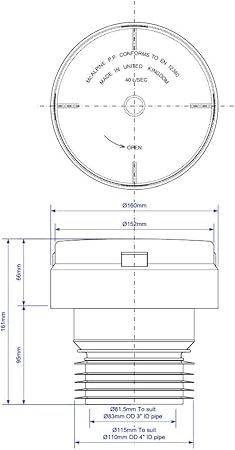 McAlpine VP100E Int/Ext Air Admittance Valve for 110mm Pipe Black