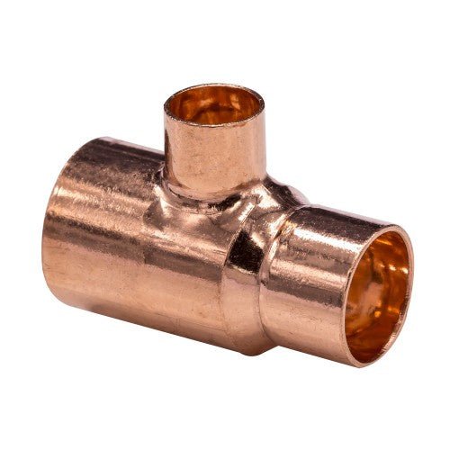 54mm × 42mm × 42mm End Feed Reducing Tee (Reduced End & Branch) — Copper - Getplumb