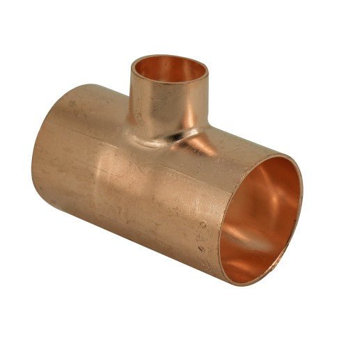 54mm × 54mm × 42mm End Feed Reducing Tee (Reduced Branch) — Copper - Getplumb