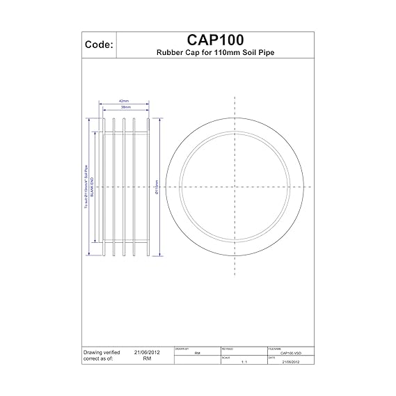 McAlpine CAP100 110mm Temporary Blanking Off Cap for Soil Pipe