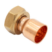 22mm x one inch end feed bent cylinder union in copper, cut-out on white
