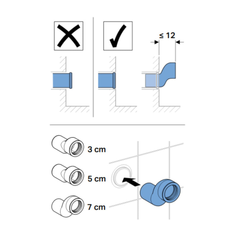 Geberit ø90 mm Offset WC Frame Outlet Connector — Stepped 50 mm, for Wall-Hung Frames