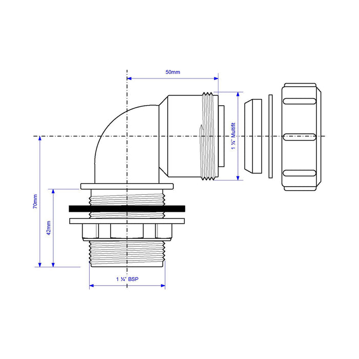 McAlpine MS4TANK 1.25" Bent Tank Connector
