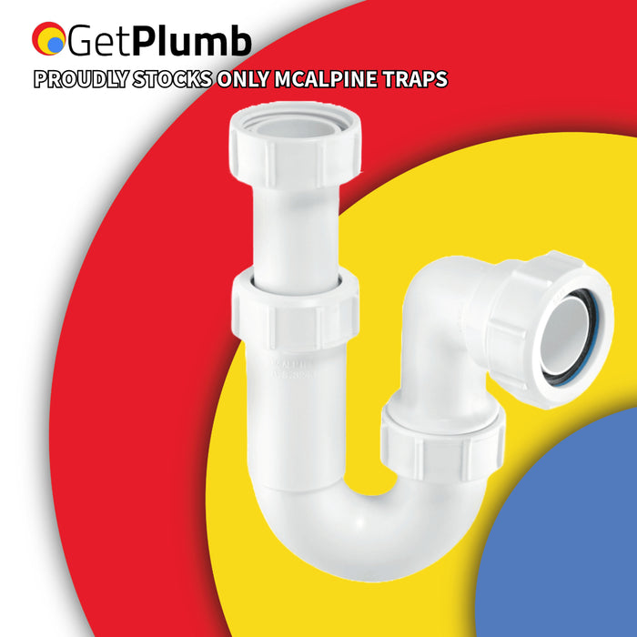 McAlpine ASA10 Adjustable Basin P Trap for bathroom basin's waste and 1-1/4" waste pipe