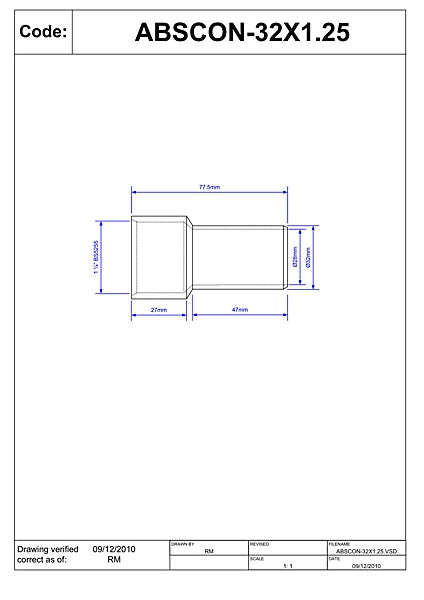 McAlpine ABS to Solvent Adaptor D.32mm x 1.25" | ABSCON