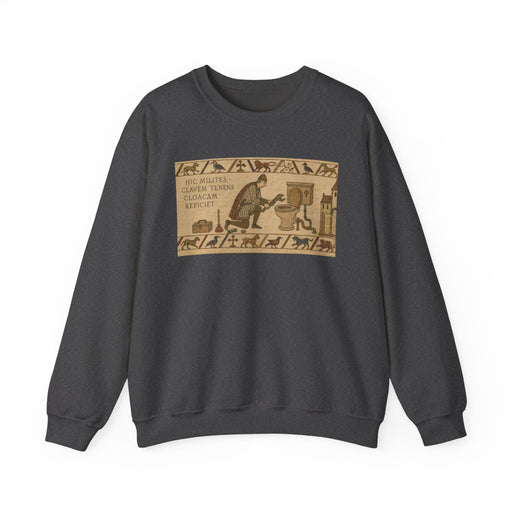 Crewneck Sweatshirt — Vintage Egyptian Scroll Design (“HE SAID SHE SAID CLIMAX THRONE MACHTAY”) - Getplumb