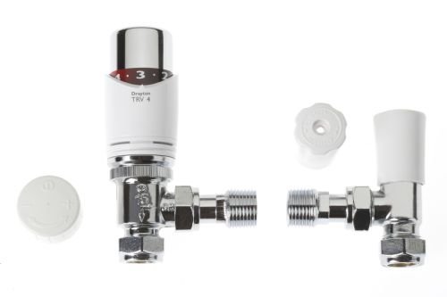 Drayton Auto-Balancing TRV4 Classic Thermostatic Radiator Valve – 15 mm Angled, Lockshield Included - Getplumb