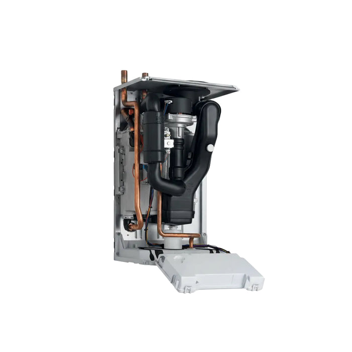 Glowworm Easicom 3 Heat only regular open vent boiler 5 year guarantee cheapest made in uk  Internal view of a heating system with visible pipes and components on a white background