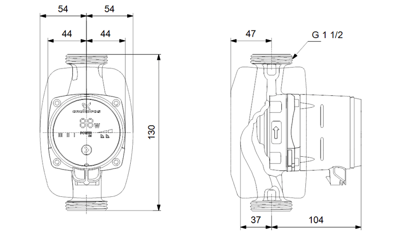 Grundfos Alpha1 15 - 50N 130 1x230V Pump for Efficient Circulation - Getplumb
