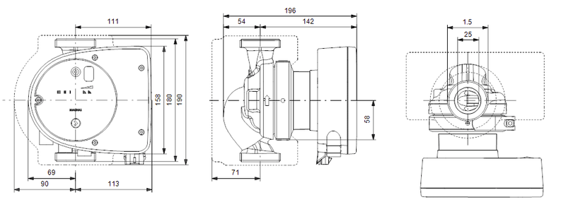 Grundfos Magna1 25 - 120 180 1x230V Pump for High Flow Rates - Getplumb