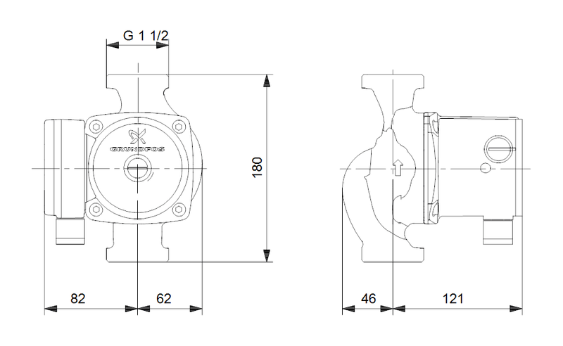 Grundfos UPS25 - 80N Circulation Pump for Hot Water Systems - Getplumb