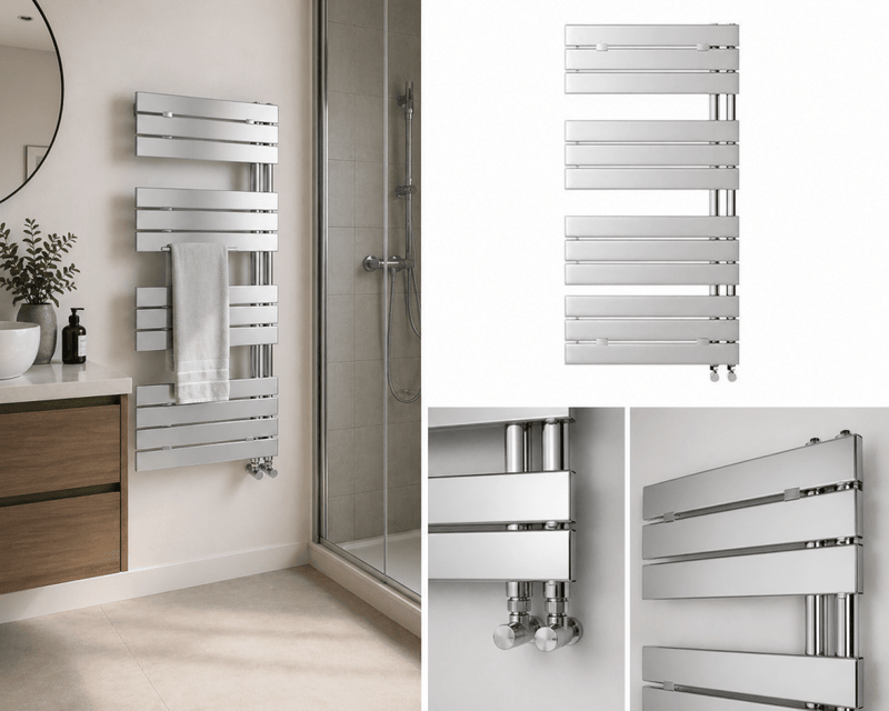 Henrad Concord Side Chrome Designer Towel Radiator – 1730 x 500mm - Getplumb