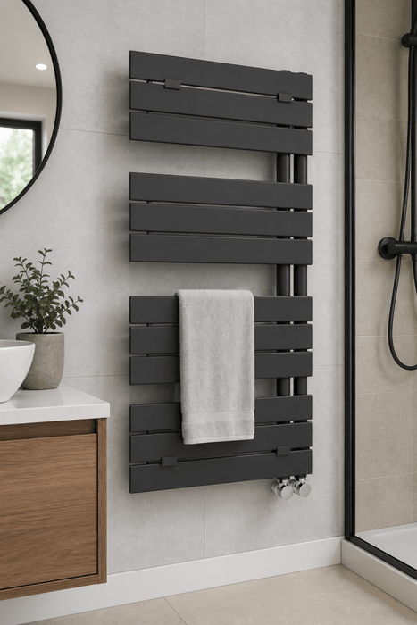 Henrad Concord Side Concept Anthracite Designer Towel Radiator – 1430 x 500mm - Getplumb