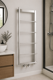 Henrad Lecco Brushed Steel Designer Towel Radiator – 1200 x 500mm - Getplumb