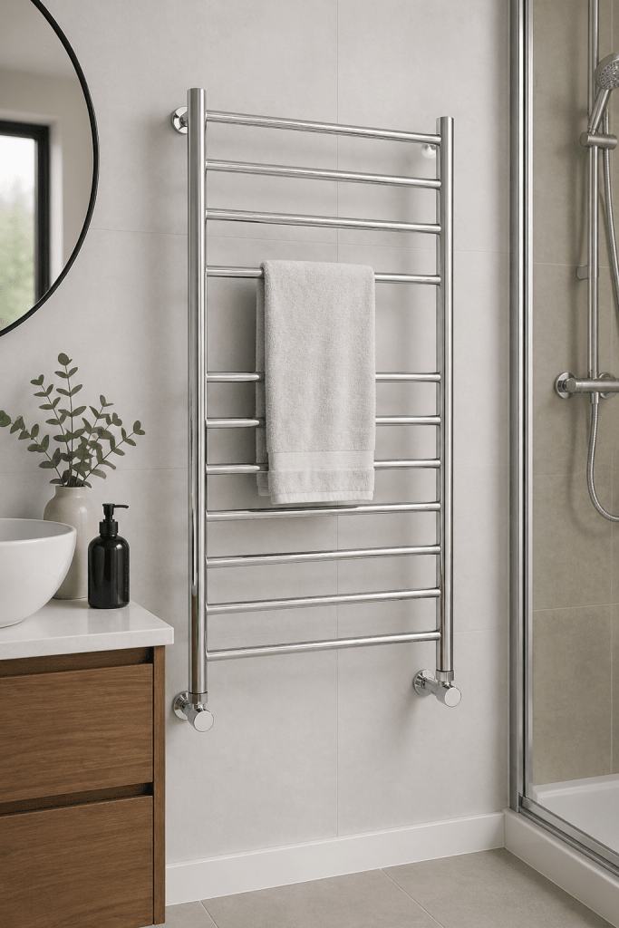 Henrad Stainless Steel Brushed Towel Rail – 1200 x 600mm - Getplumb