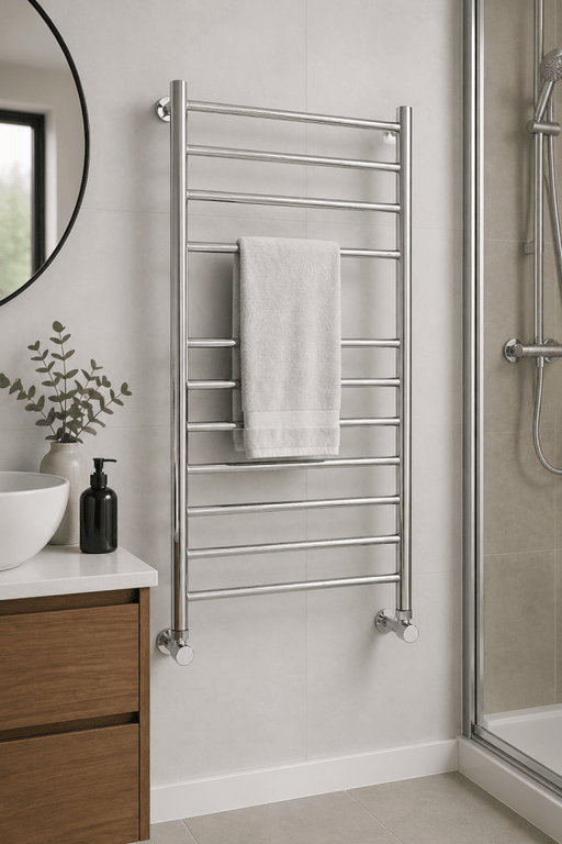 Henrad Stainless Steel Brushed Towel Rail – 1200 x 600mm - Getplumb