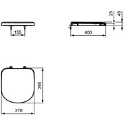 Ideal Standard Tempo Seat & Cover for Short Projection, Soft Close Seat 365MM (w) X 390MM — T679901 - Getplumb