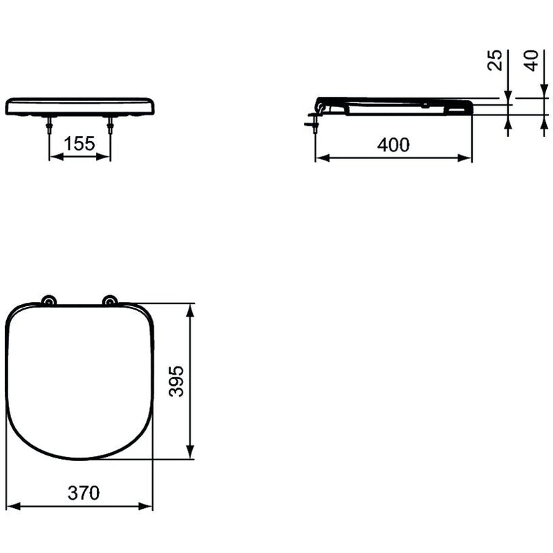Ideal Standard Tempo Seat & Cover for Short Projection, Soft Close Seat 365MM (w) X 390MM — T679901 - Getplumb