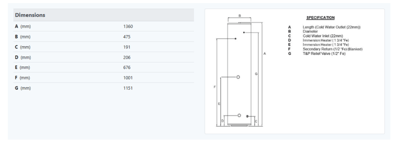 Joule Cyclone Platinum 150L Direct Slimline B Unvented Cylinder - TCEMVD - 0150SFD - Getplumb