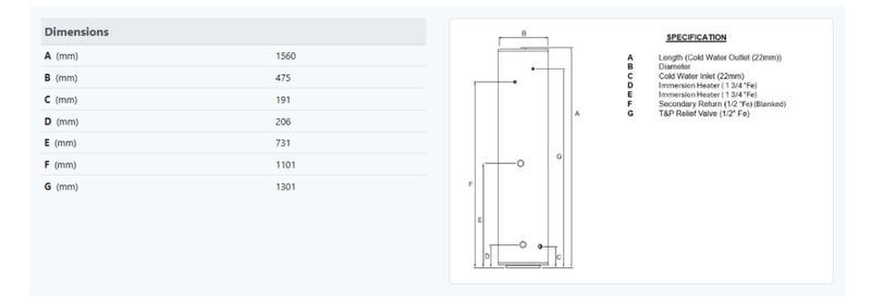 Joule Cyclone Platinum 170L Direct Slimline C Unvented Cylinder - TCEMVD - 0170SFD - Getplumb