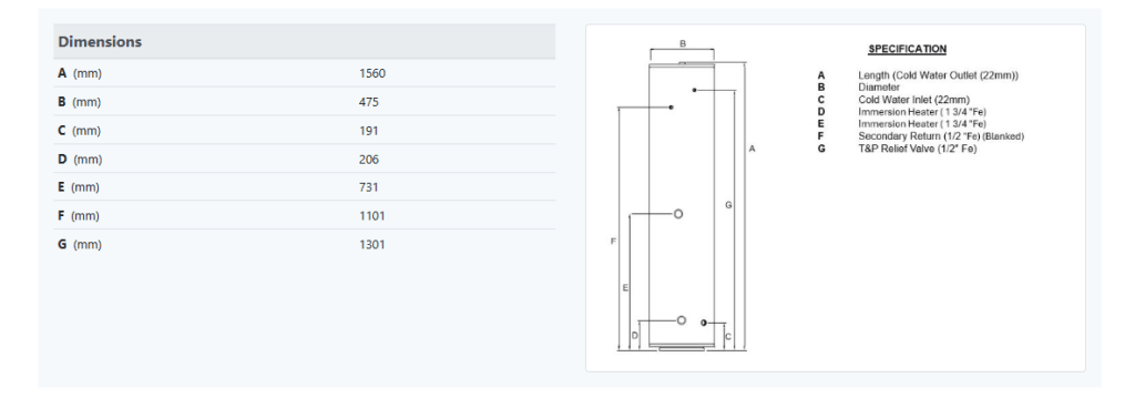 Joule Cyclone Platinum 170L Direct Slimline C Unvented Cylinder - TCEMVD - 0170SFD - Getplumb