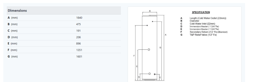 Joule Cyclone Platinum 200L Direct Slim C Unvented Cylinder - TCEMVD - 0200SFC - Getplumb