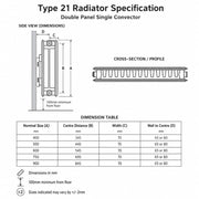Kartell K-Rad Type 21 Double Panel Single Convector Radiator 500mm x 2000mm - Getplumb