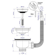 McAlpine 1.5" Waste with Rectangular Overflow Including Stainless Steel Grid - Getplumb