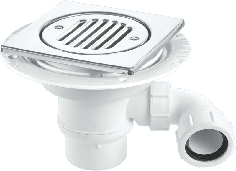 McAlpine 50mm Water Seal Trap | 150mm Square Polished Stainless Steel Tile - TSG1T6SSSTW295 - Getplumb