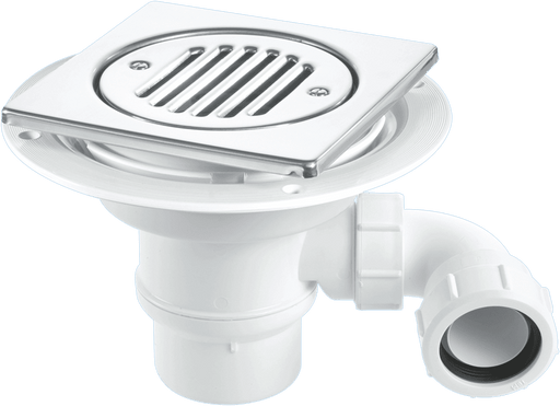 McAlpine 50mm Water Seal Trap | 150mm Square Polished Stainless Steel Tile - TSG1T6SSSTW295 - Getplumb
