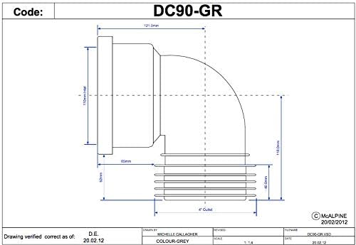 McAlpine 90 Degree Drain Connector - Grey - DC90GR - Getplumb