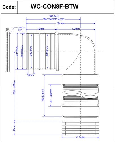 McAlpine 90° Flexible BTW Pan Connector | WC - CON8F - BTW - Getplumb